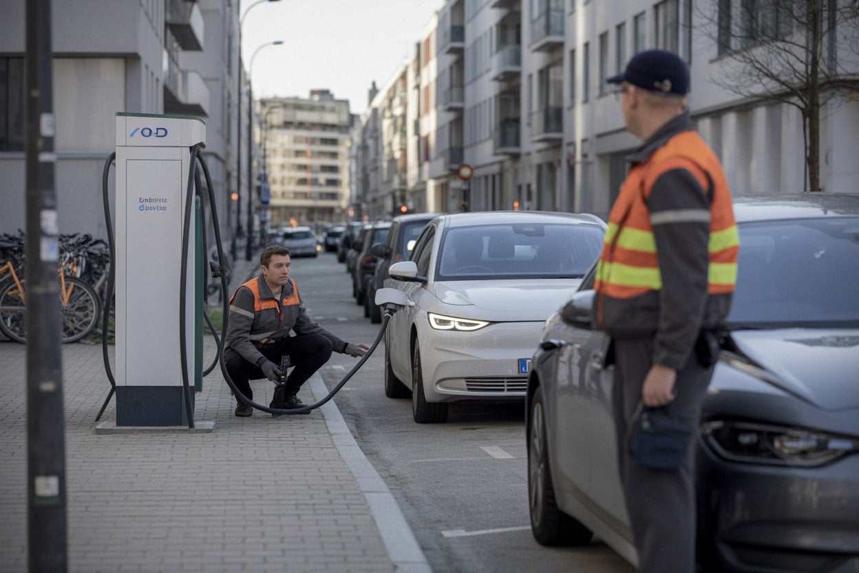 Contrôle d’une borne de recharge électrique sur la voirie bruxelloise