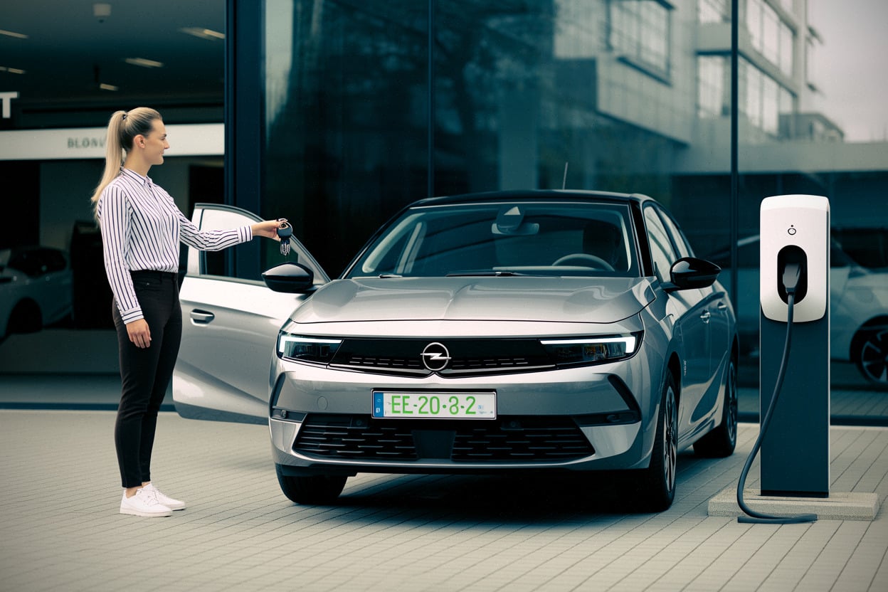 Client recevant une Opel électrique en leasing social
